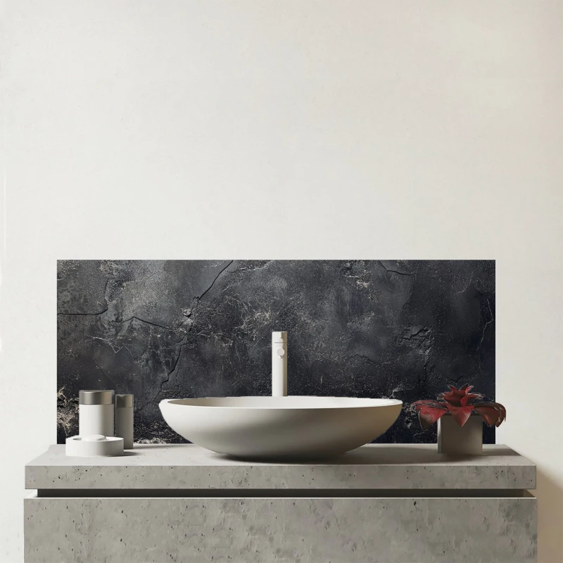 Image of Warren Reed - Designer Dark Concrete Effect Glass Bathroom Splashback in Green Green Unisex