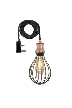 Image of Brooklyn Balloon Cage Pendant, 6 Inch, Pewter, Copper Holder With Plug