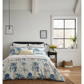 Image of Sanderson Etchings & Roses Cotton Duvet Cover - Blue
