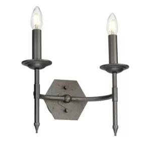 Image of Twin Wall Light Metal Grey Hand Painted Iron Gate LED E14 60W