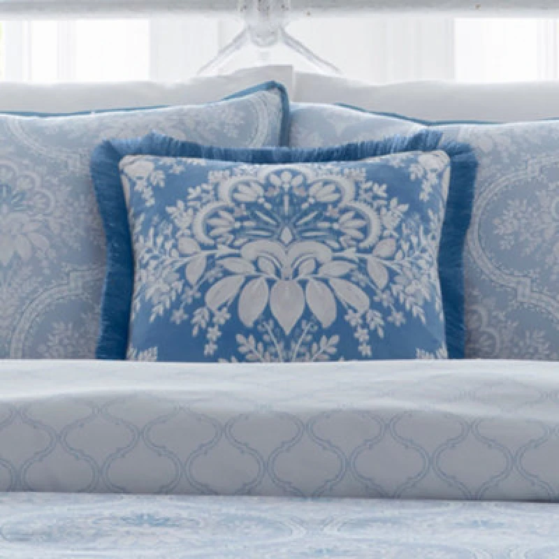 Image of Appletree 'Alexia' Velvet Filled Cushion Blue unisex