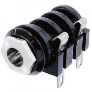 Image of 6.35mm audio jack Socket horizontal mount Number of pins 3 Stereo Black Neutrik NMJ3HF S