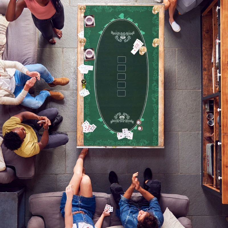 Image of SPORTNOW 239.3 x 115.5cm Poker Mat 12 Player Water-Resistant, Green Green Unisex 239.3 x 115.5 cm