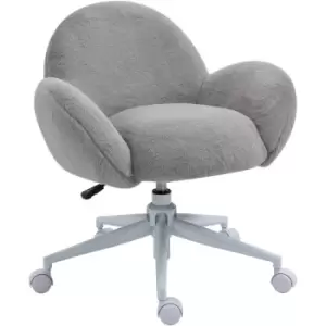 Image of Fluffy Leisure Chair Office Chair with Backrest Armrest Wheels Grey - Grey - Homcom