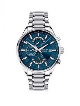 Image of Sekonda Sekonda Blue Dual Time Dial Stainless Steel Bracelet Mens Watch