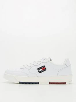 Image of Tommy Jeans Basket Leather Trainers - White, Size 46, Men