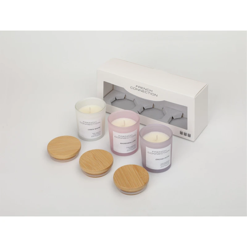 Image of French Connection Pastel range Trio of Candles Gift Set 3 X 50G Clear