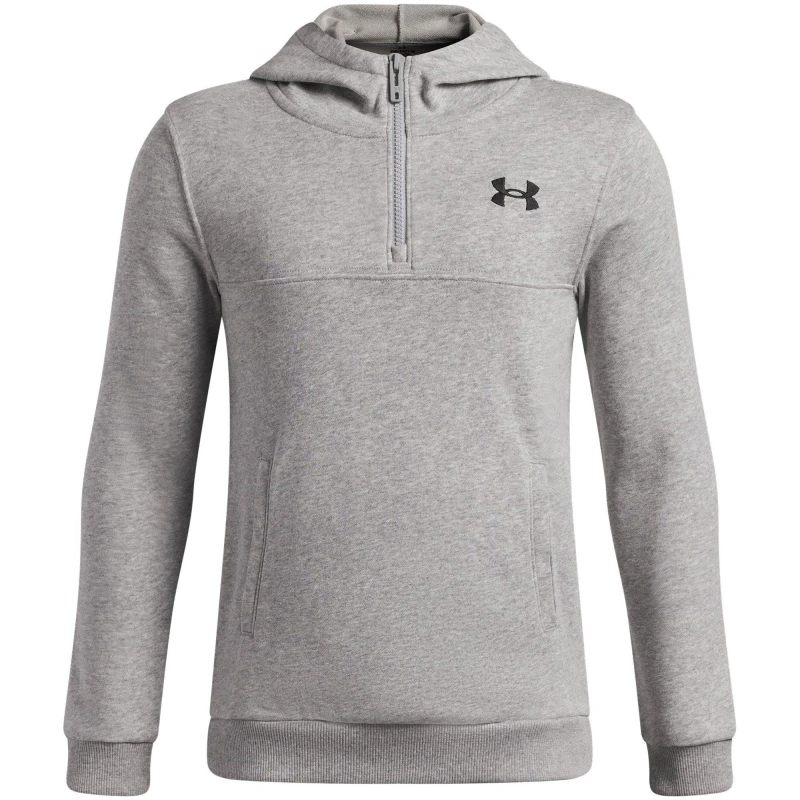 Image of Under Armour Kids Rival Quarter Zip Hoodie Grey/Black male 9-10 (M)
