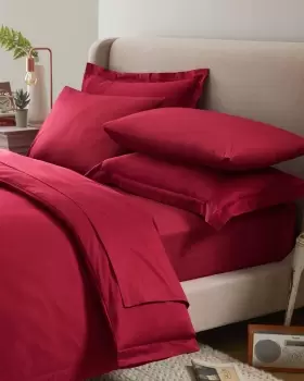 Image of Cotton Traders 400 Thread Count Sateen Extra Deep Fitted Sheet (38cm Deep) in Red