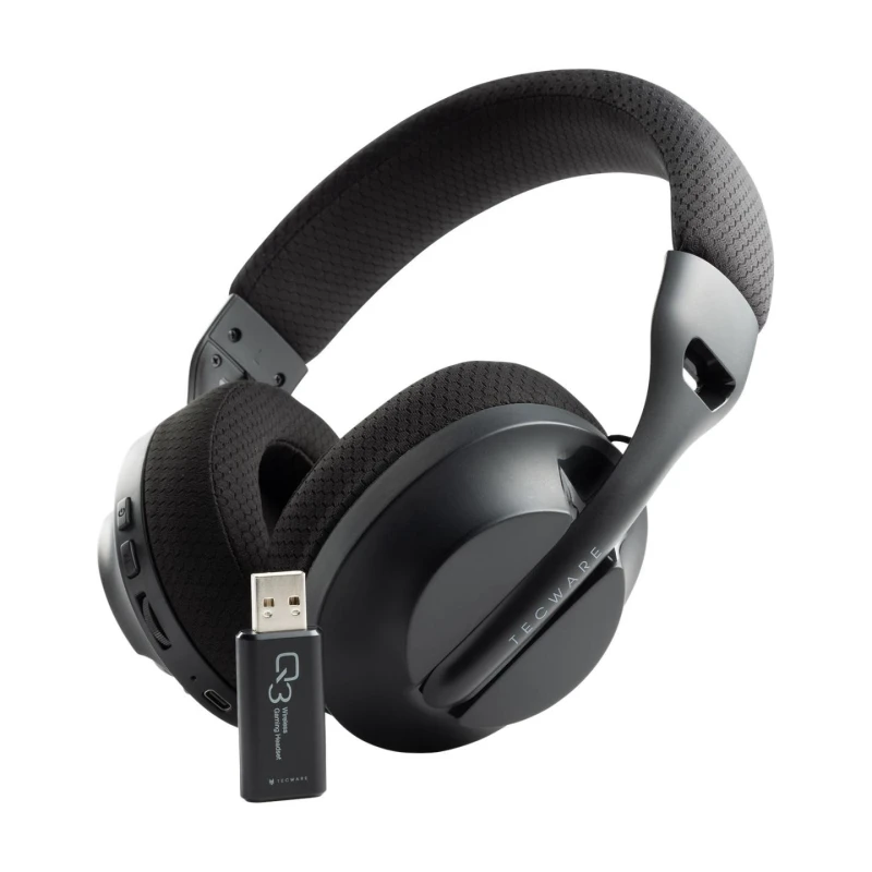 Image of Tecware Q3 Wireless 2.4Ghz & Bluetooth Gaming Headset - TWAC-Q3W-BK