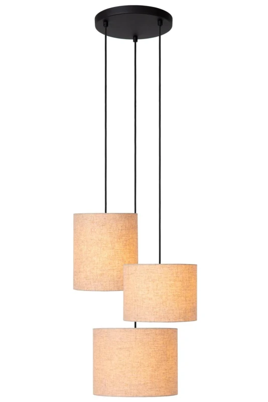 Image of Netlighting Lucide MAYA Pendant light 46cm 3xE27 Black in Natural Natural Unisex