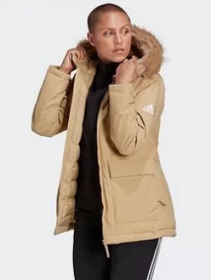 Image of adidas Utilitas Hooded Parka, Beige, Size 2XL, Women