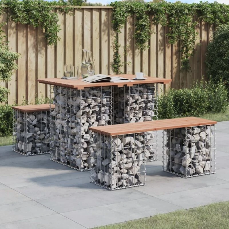 Image of vidaXL Garden Bench Gabion Design 100x70x72cm Solid Wood Douglas, Brown 834366