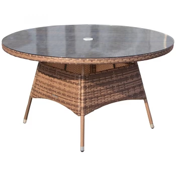 Image of Charles Bentley Verona 6-Seater Round Rattan Dining Table - Brown