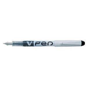 Image of Original Pilot V4W Fountain Pen Disposable Silver Barrel Iridium Nib Black Pack of 12