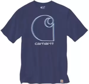 Image of Carhartt C Graphic T-Shirt, blue Size M blue, Size M