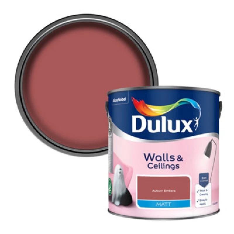Image of Dulux Auburn Embers Matt Wall & Ceiling Emulsion Paint, 2.5L