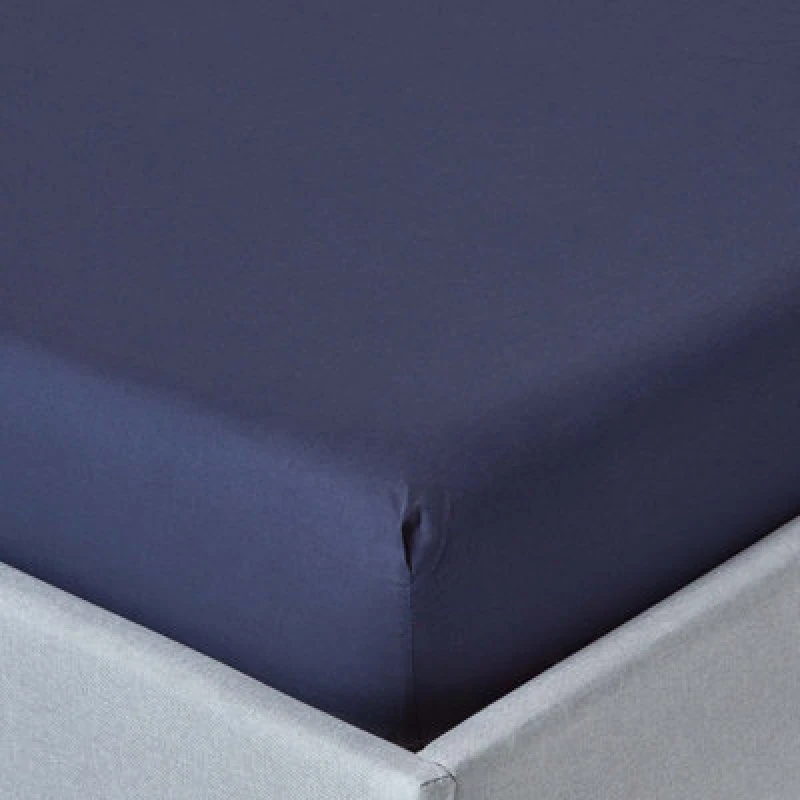 Image of Homescapes Navy Blue Egyptian Cotton Deep Fitted Sheet 200 Tc, Double