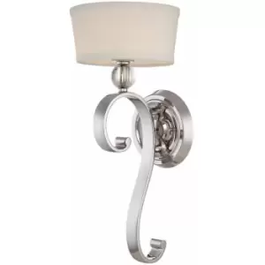 Image of Loops - Wall Light Curved Design Glass Orb White Linen Shade Imperial Silver LED G9 40W