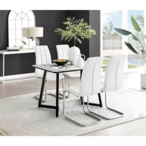 Image of Furniture Box Carson White Marble Effect Dining Table and 4 White Murano Chairs