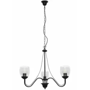 Image of Helam Lighting - Helam Allena Multi Arm Pendant Ceiling Light Black, Transparent 50cm