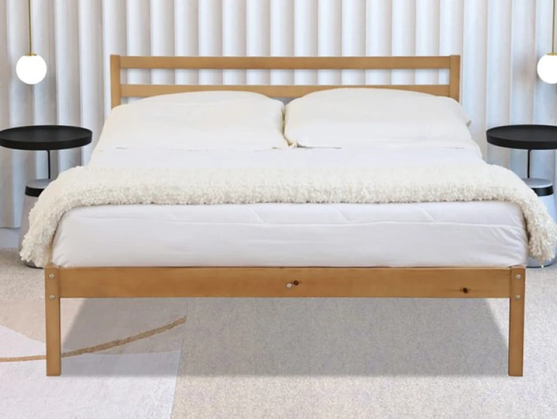 Image of Flintshire Maxwell Oak Wooden Bed Frame - 4ft6 Double