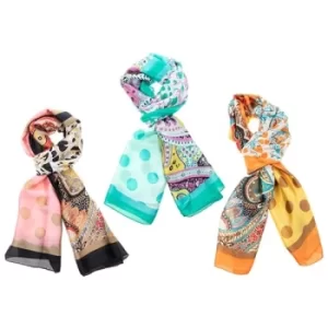 Image of Triple Pattern Contrast Scarf