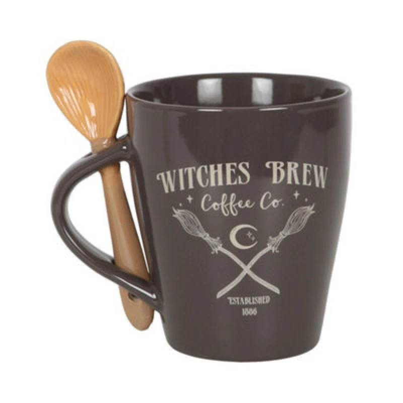 Image of Something Different Something Different Witches Brew Coffee Co. Mug & Spoon Set in Brown Brown One Size Unisex 5063425344031