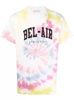 Image of BEL-AIR ATHLETICS Logo Print Tie-Dye T-Shirt White