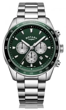 Image of Rotary Mens Henley Chronograph Green Dial Stainless Watch