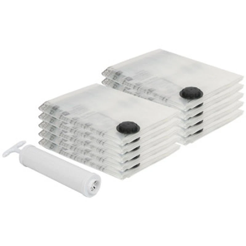 Image of Harbour Housewares 10X Vacuum Storage Bags & Pump Set - Xl (90 X 120Cm) - Reusable Clothes Space Saver Organiser Zip Lock Bag