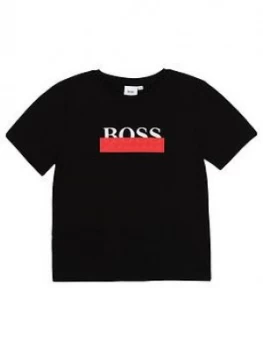 Image of Hugo Boss Short Sleeve Block Logo T-Shirt Black Size 12 Years Boys