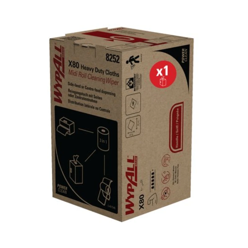 Image of Wypall X80 Power Clean Midi Roll Wiper 55.8m 1-Ply White 8252