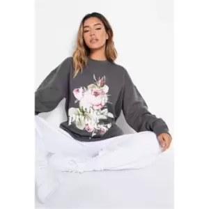 Image of I Saw It First Trust The Process Oversized Graphic Sweatshirt - Grey