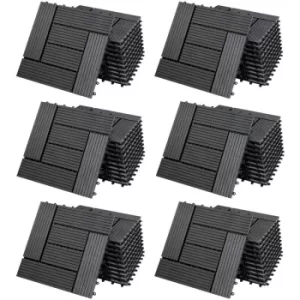 Image of WPC Decking Tiles Waterproof Flooring Terrace Balcony Garden Patio Outdoor Sidewalks Composite Deck Floor 66x Mosaic anthracite