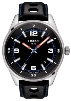 Image of Tissot Alpine Black Leather Strap Black Dial Watch