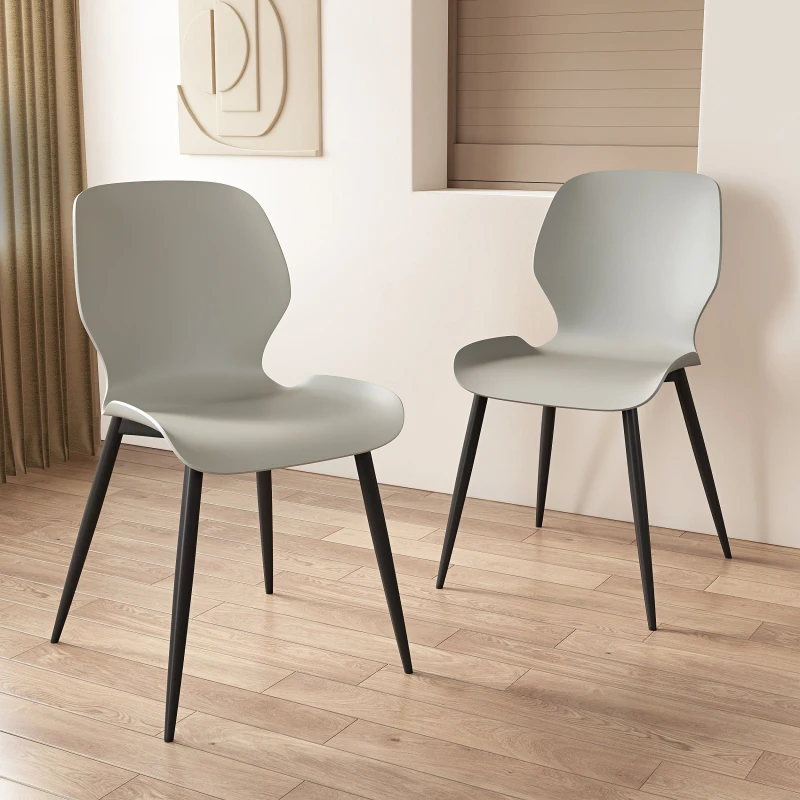 Image of Core Products Pair of Carnaby Contoured Plastic Kitchen Chairs with Black Metal Legs in Grey Size: 2 Pack Grey Unisex 2 Pack