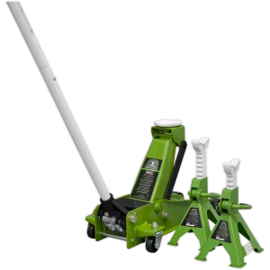 Image of Sealey 3015CXHV Super Rocket Lift High Vis Trolley Jack and Axle Stands Combo Kit