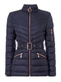 Image of Barbour Hedemora Quilted Belted Jacket Blue