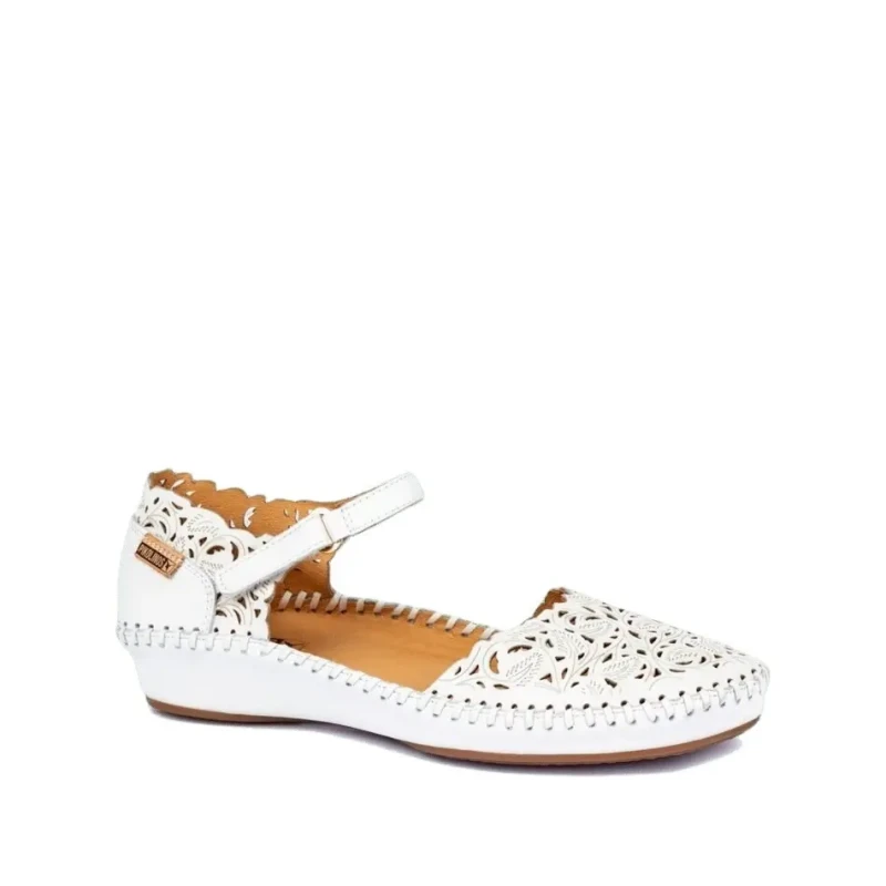 Image of Pikolinos Puerto Vallarta 655-0906 Leather Womens Hook and Loop Sandals - Nata - Size:UK 6-6.5