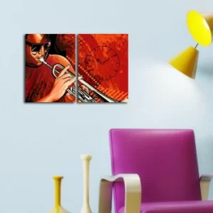 Image of 2P3040CS-157 Multicolor Decorative Canvas Wall Clock (2 Pieces)