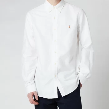 Image of Polo Ralph Lauren Mens Slim Fit Oxford Long Sleeve Shirt - BSR White - XL