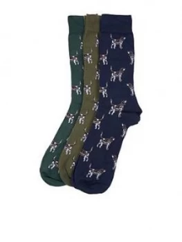 Image of Barbour Dog Sock 3 Pack Gift Box - Multi