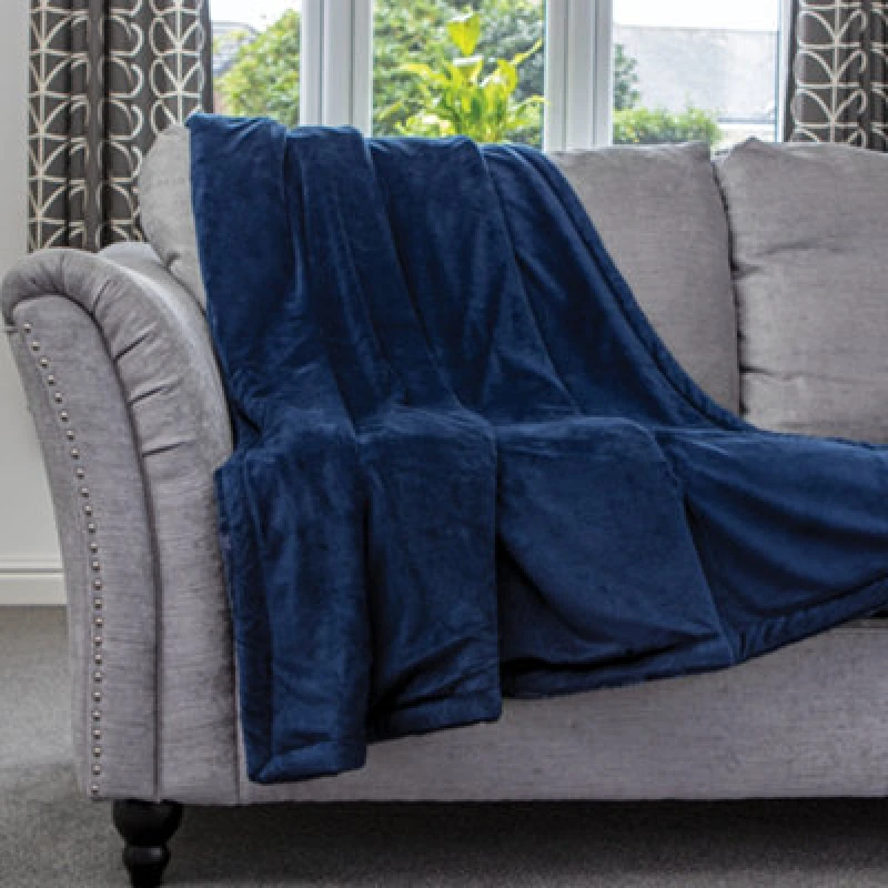 Image of Dreamcatcher Faux Fur Throw Overblanket 160 X 130Cm - Navy Blue DFBNB