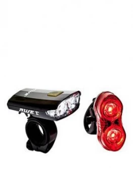 Image of Awe X-Fireflashtm Rechargeable Bicycle 2 LedS Front & Rear USB 2.0 Light Set 80 Lumens