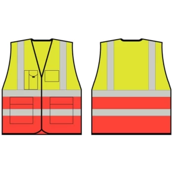 Image of Two Tone Executive Waistcoat Saturn Yellow/Red - Size 2XL