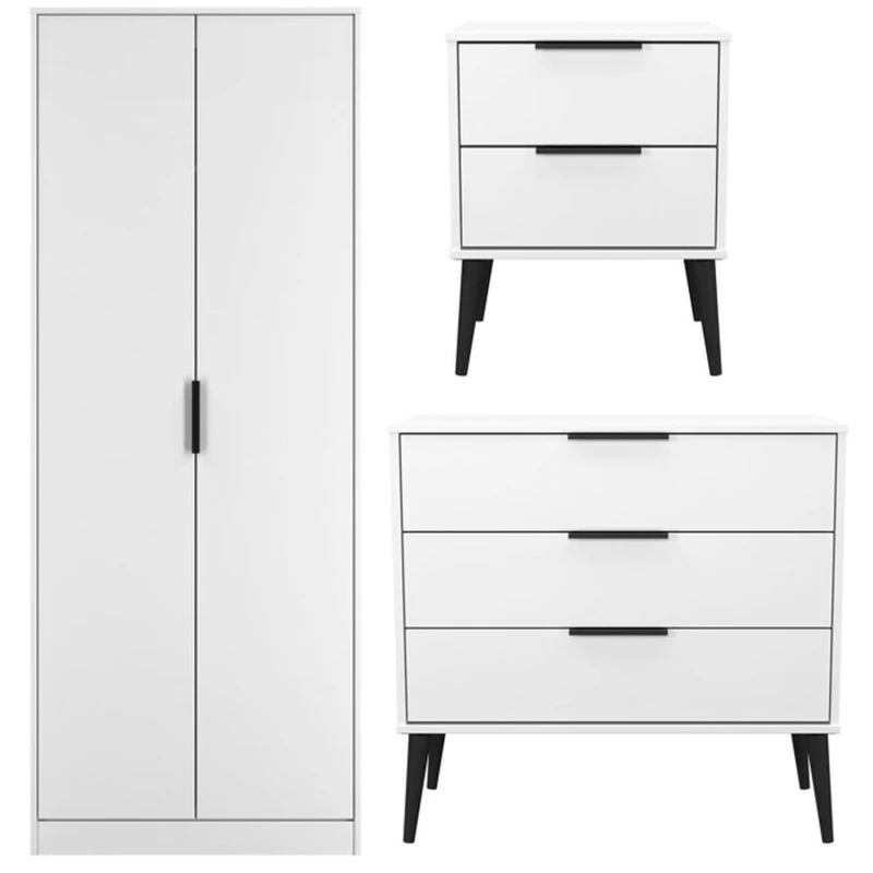 Image of Ready Assembled 2 U Tulsa 3 Piece Bedroom Furniture pack (Ready Assembled) in White Size: Large White Unisex Large