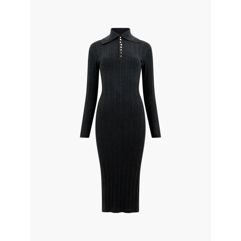 Image of French Connection Womens Nia Mari Knitted Jumper Dress Charcoal Mel female 10 (S)