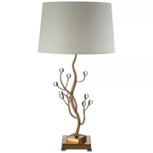 Image of Premier Housewares Zeva Table Lamp in Crystal/Gold Finish with White Linen Shade