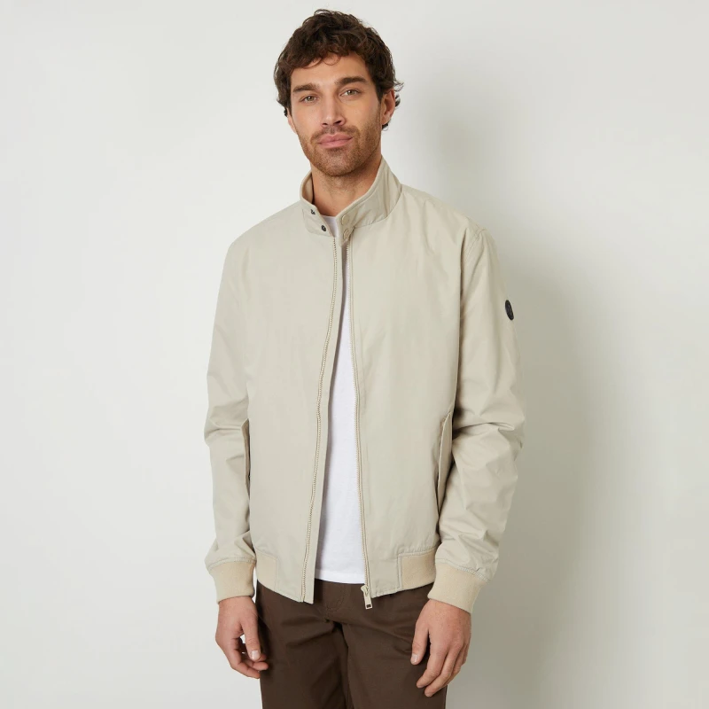 Image of Threadbare Zip Up Harrington Style Jacket Stone